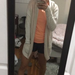 Cream American eagle hooded cardigan